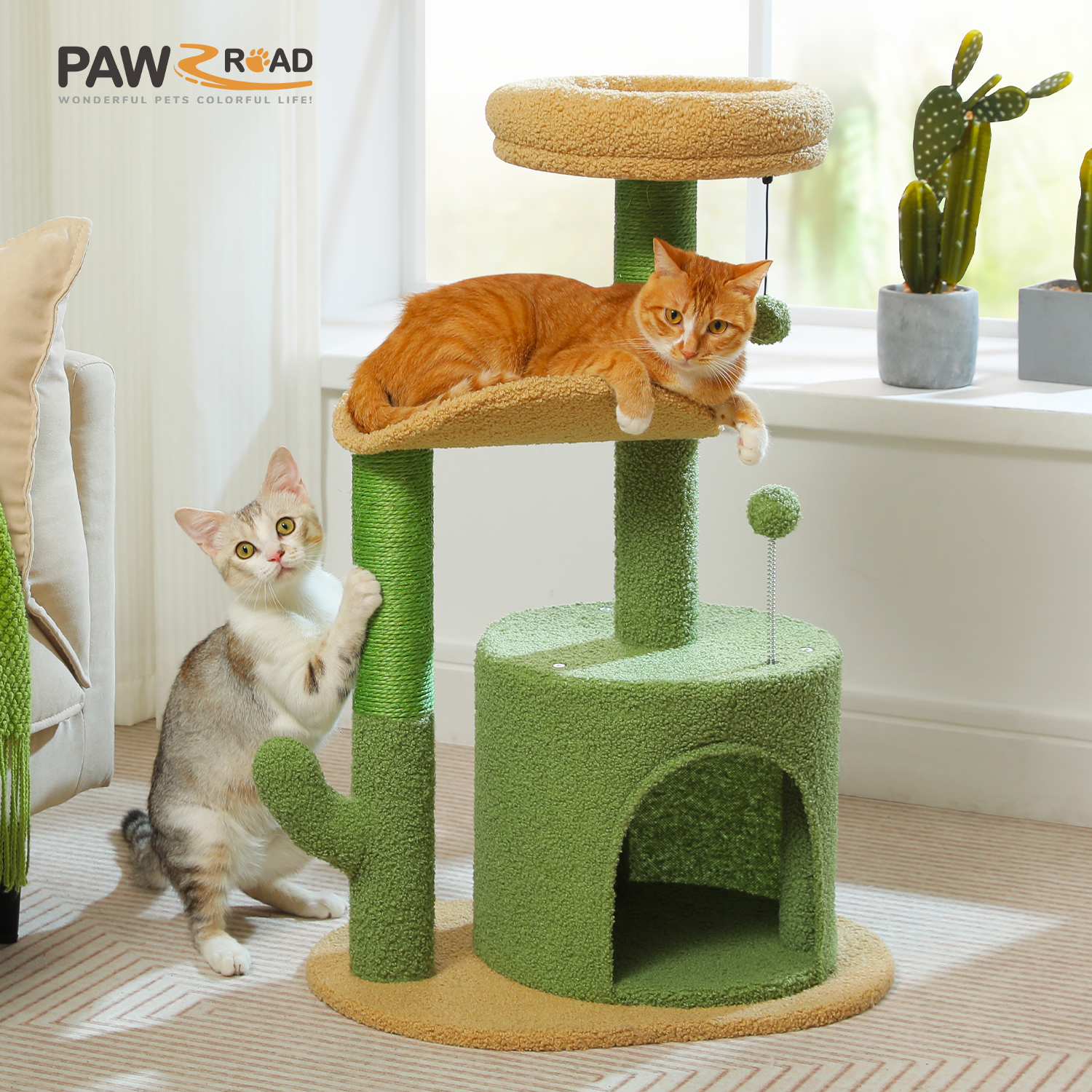 Pawz Road 32" Cactus Cat Tree, Green photo 8