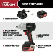 Hyper Tough 20V Max Brushless 1/2-inch Mid-Torque Cordless Impact Wrench with 4.0Ah Lithium-Ion Battery and Charger