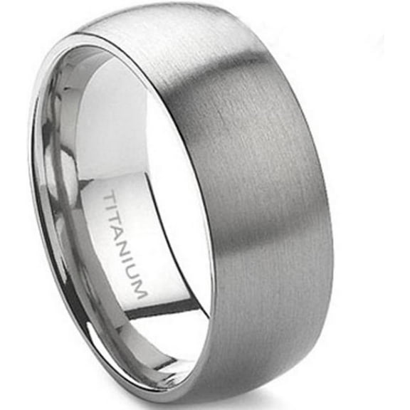 8mm Brushed Matte Solid Titanium Ring Wedding Band