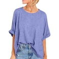 thumbnail image 2 of SDNall Oversized Tshirts for Women Summer Casual Loose Short Sleeved Solid Color Top Womens T Shirts, 2 of 9