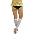thumbnail image 3 of ToBeInStyle Womens Flirty Metallic Pleated Festival Ultra Micro-Mini Rave Skirt - Narrow Band - Gold - One Size, 3 of 5