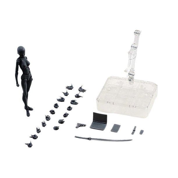 Tholdsy Juego de cuerpo de figuras con soporte de exhibición de figuras para decoración de dormitorio Juguetes hembra negro 15 cm