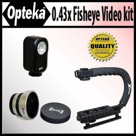 Image of Opteka Extreme Action Video Photographer s Kit (Includes the Opteka 0.43x Super Fisheye Lens X-GRIP Camcorder Handle & 3 Watt Video Light) for Samsung HMX-H200 H203 H204 H205 SD10 SD15 and T10