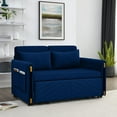 thumbnail image 5 of Ucloveria Velvet Sofa Bed, 54" Modern Convertible Loveseat with 2 Pillows and Detachable Side Pockets, Velvet Small Loveseat Sofa Bed for Livingroom (Blue), 5 of 10