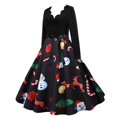 thumbnail image 1 of Robe Mode Femme Automne Noël Col en V Imprimé Ample Confortable Manches Longues, 1 of 5