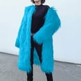 thumbnail image 2 of JGGSPWM Women's Fluffy Long Sleeve Faux Furry Coat Lapel Winter Parka Overcoat Outerwear Sky Blue 2XL, 2 of 8