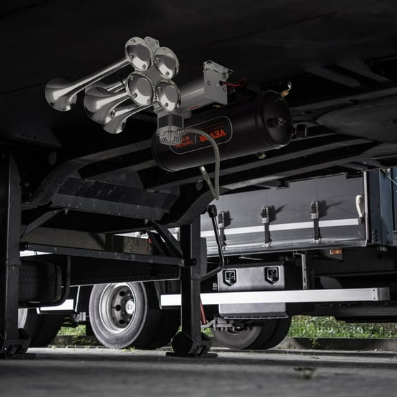 KFFKFF 2.6 Gal Tank Train Horns Kit 4 Trumpet Air Horn Kit 160 psi Air Compressor