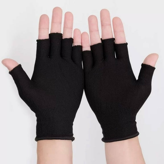 TELOLY Fingerless Gloves Lightweight Design Fingerless Gloves Men Breathable Material Hand Warming Gloves Ideal for Cycling Black