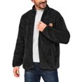 thumbnail image 2 of Little Donkey Andy&nbsp;Men's Fleece Lined Jacket Fuzzy Sherpa Full Zip Thermal Coat Lightweight Outwear for Fall Winter (Black S), 2 of 7