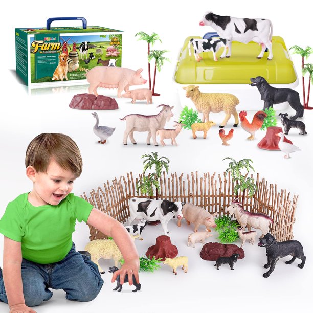 EnAuRoL 35 PCS Farm Animals Toys for Toddlers 3 Years Old Boys and
