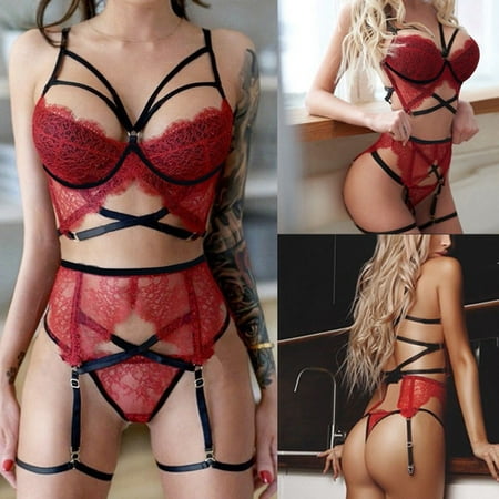 

Floleo Sexy Lingerie For Women Clearance New Women Sexy Lingerie Set Plus Size Wireless Bra Underwear With Garter M-3XL