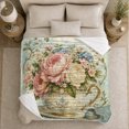 thumbnail image 5 of Pink Floral Teacup with Heart Charm and Butterfly, Romantic Cottagecore Motif for Tea Lovers, Mother's Day Gift, Soft Flannel Blanket for Sunroom and Reading Nook, Elegant Home Decor, 5 of 9