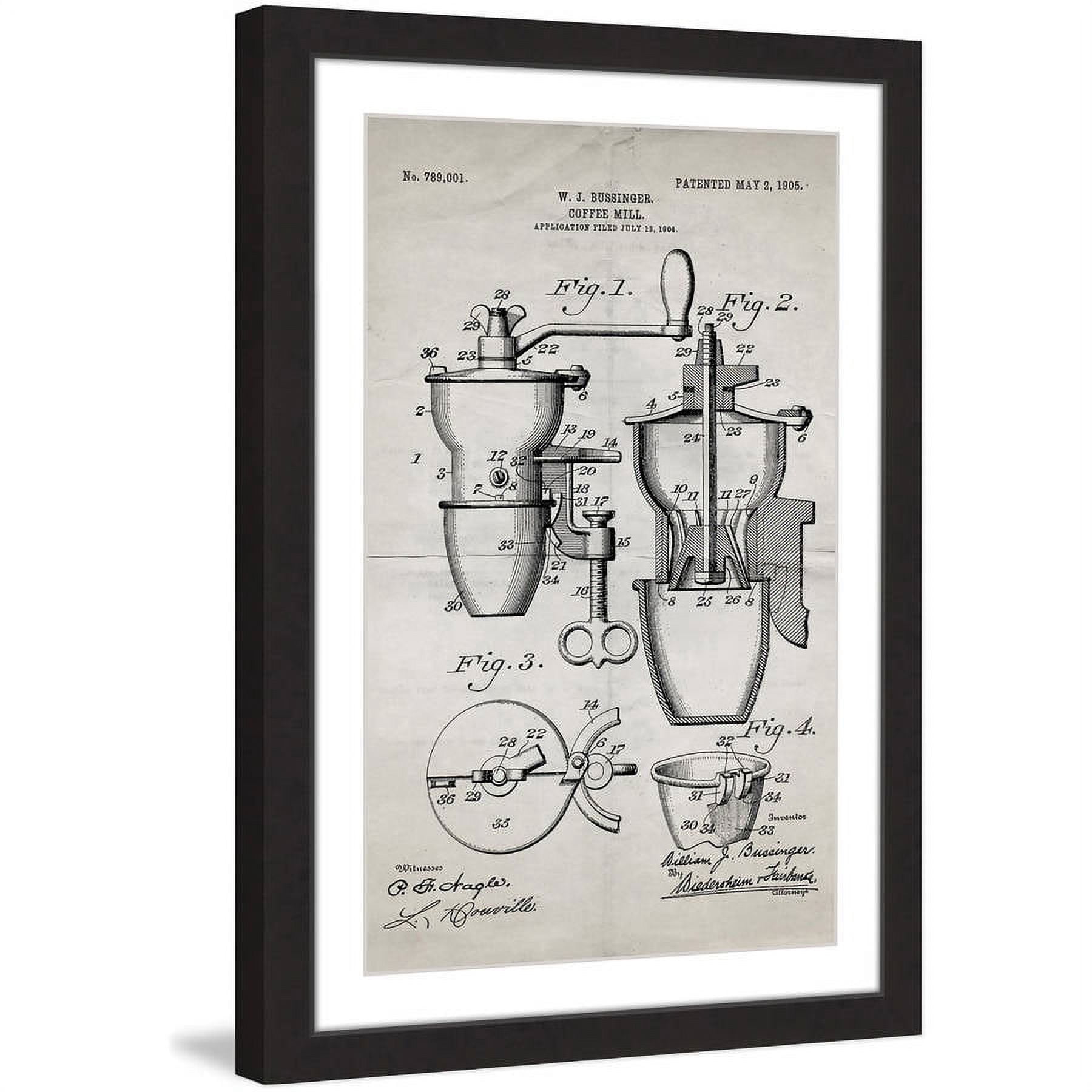 "Coffee Mill 1905 Old Paper" Framed Painting Print