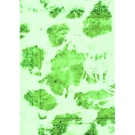 Ahgly Company Indoor Rectangle Abstract Green Modern Area Rugs, 7' x 10'