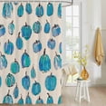 thumbnail image 4 of Fabric Shower Curtain Fall Thanksgiving Blue Pumpkin Simple Lines Linen Shower Curtains with 12 Hooks Waterproof Machine Washable Bath Curtains for Bathroom, 66 x 72in, 4 of 6
