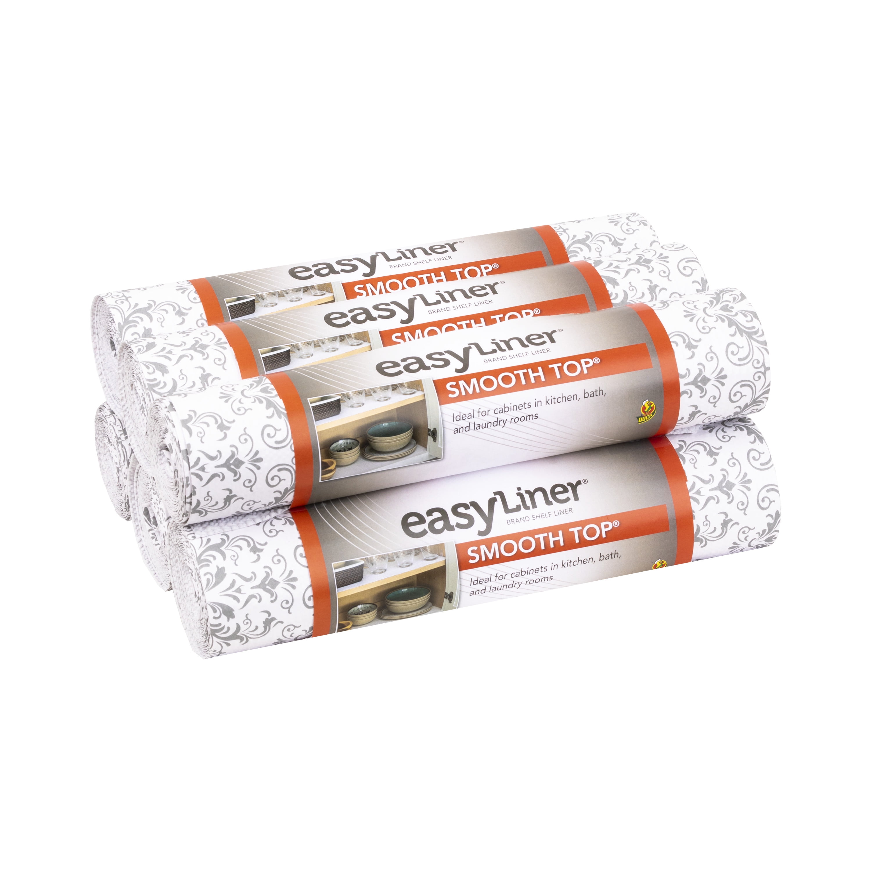 EasyLiner Smooth Top 12 In. x 10 Ft. Shelf Liner, Grey Damask (6pk
