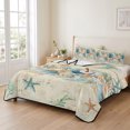 thumbnail image 2 of Queen Quilt Set 90''x96'', Beach Coastal Beige Lightweight Bedspread Coverlet Set with 2 Pillow Shams, Nautical Shell Starfish Coral Summer Breathable All Season Quilt Bedding for Bedroom/Guest Room, 2 of 9