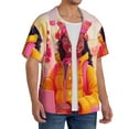 thumbnail image 2 of Naloa Digital Nomad Pink Landscape Men's Loose Fit Cuban Collar Short-Sleeve Shirt, Hawaiian Shirts, Mens Shirts Casual for Everyday Wear Outings-X-Large, 2 of 5