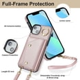 thumbnail image 3 of ShellTech for iPhone 13 Case with Card Holder and Strap - Zipper Pocket,Lanyard Strap,Credit Card Holder,Stand Ring,Cute Phone Wallet Case for Women,Rosegold, 3 of 10