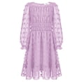 thumbnail image 4 of Arshiner Girls A-Line Dresses Chiffon Long Sleeve Square Neck Swiss Dot Flowy Casual Party Dress, 4 of 6