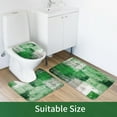 thumbnail image 4 of 4 Pcs Emerald Green Shower Curtain Sets with Rugs for Bathroom Decor,  Bathroom Sets with Shower Curtain and Rugs and Accessories, Grunge Style Bathroom Curtain Set with Mats, 4 of 14