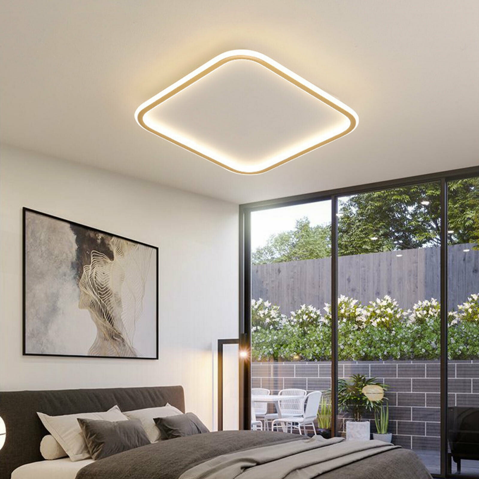 Modern Simple LED Ceiling Light Flush Mounted Kitchen Ceiling Lamp w/ Remote