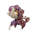thumbnail image 1 of Women Brooch Sparkling Rhinestones Imitation Pearl Flower Shape Lapel Pin Suits Coats Bags Scarves Badge Versatile Accessory, 1 of 8