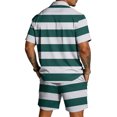 thumbnail image 4 of Hearthz Mens 2 Pieces Outfits Casual Striped Print Short Sleeve Button Down Shirt and Shorts Set Summer Casual Tracksuit with Pockets, 4 of 6