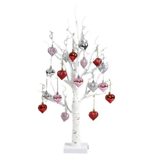 Led Heart Tree Light with Warm White Lights And Colorful Heart Ornaments, Battery-Powered Tabletop Decor for Bedroom, Wedding Centerpiece, And Anniversary Gift