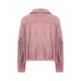 thumbnail image 5 of Womens Faux Suede Tassel Fringe Jacket Long Sleeve Cropped Moto Biker Coat Slim Fitted Short Motorcycle Outwear, 5 of 10