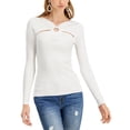 thumbnail image 1 of INC International Concepts WHITE Women's O-Ring Cutout Ribbed Sweater, US Medium, 1 of 2