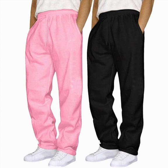 Rotm 2 Pack Casual Pants for Men Men's Casual Pants Lightweight Quick Dry Hiking Running Workout Outdoor Sports Sweat Pants Pink,2XL