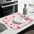 thumbnail image 3 of Cherry Dish Drying Mat for Kitchen Counter, Pink Cute Bow Heart Microfiber Drying Mat, Washable Absorbent Kitchen Countertop Dish Draining Mat, 16×18 Inch, 3 of 7