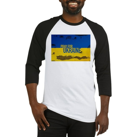 CafePress - Pray For Ukraine Sweatshirt, Stand Baseball Jersey - Cotton Baseball Jersey, 3/4 Raglan Sleeve Shirt