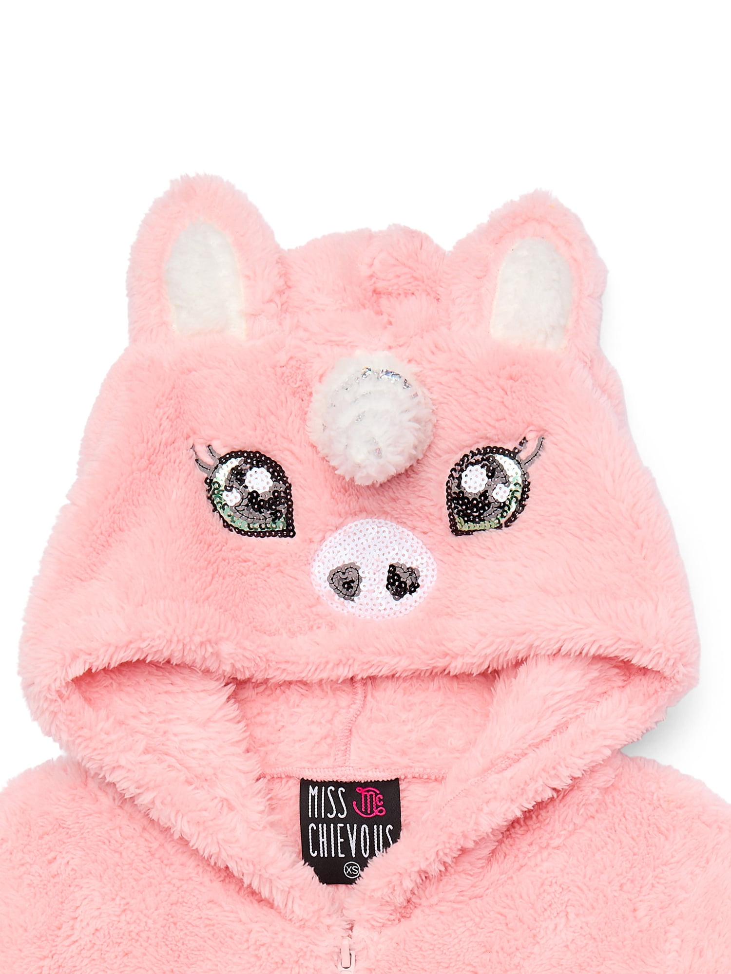 Miss Chievous Girls Faux Fur Critter Zip Up Hoodie, Sizes 4-16
