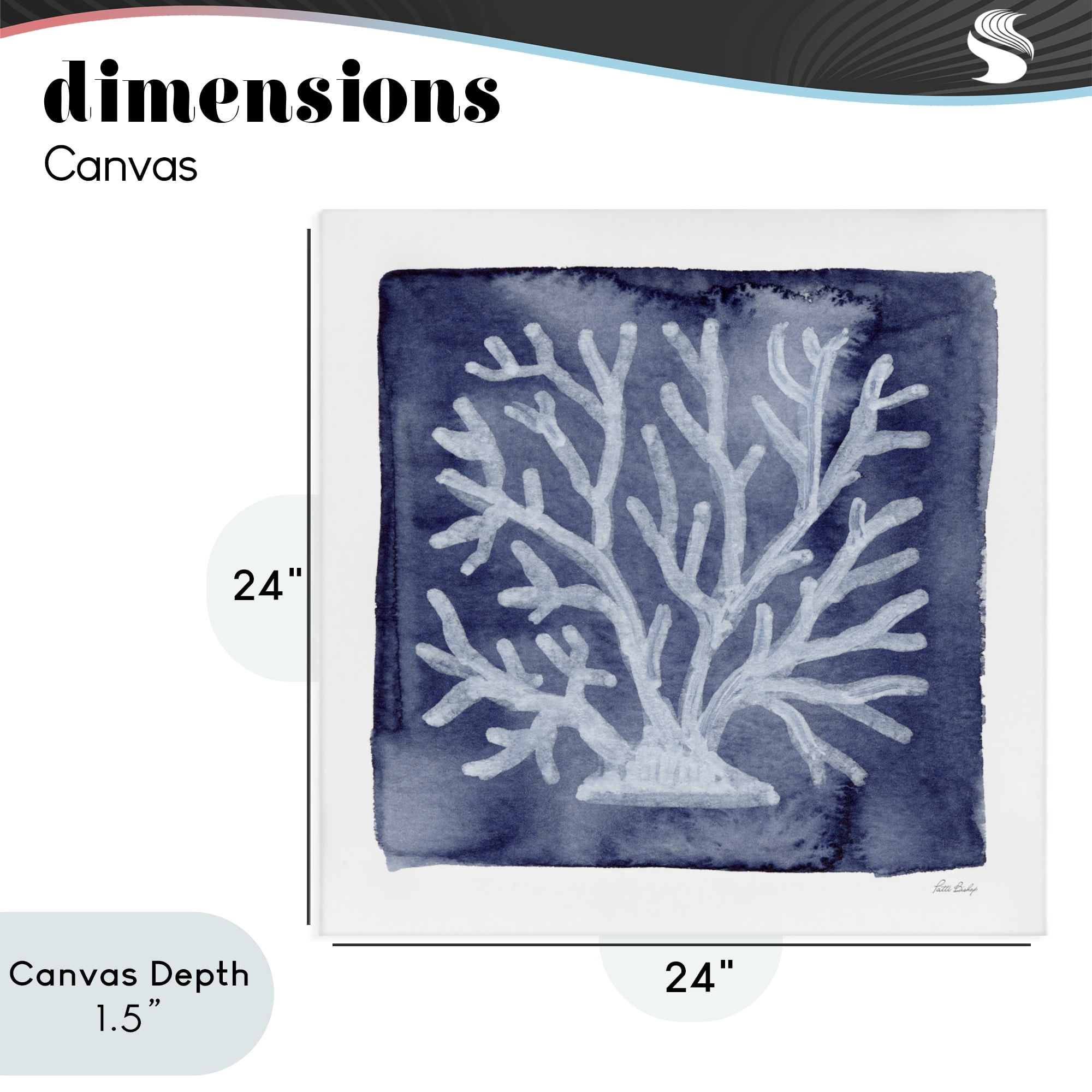 Stupell Industries White Coral on Indigo Canvas Wall Art, design by Patti Bishop