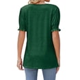 thumbnail image 5 of HUBERY Women Puff Short Sleeve V Neck Tunic Solid Color Top, 5 of 6