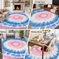thumbnail image 6 of 8x10 Washable Area Rug, Round Tie-dye Non-Slip Extra Large Rectangle Rug for Living Room Bedroom, Blue Pink Watercolor Retro Ethnic Style Indoor Floor Mat for Home Decor, 6 of 9