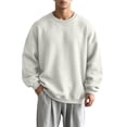 thumbnail image 2 of RJMDKXZ Fleece Crew Neck Sweatshirts Men Oversized Plus Size Casual Solid Soft Pullover Long Sleeve Sweat Shirts, 2 of 7