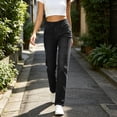 thumbnail image 2 of Atkumj Jeans for Women Trendy Solid Color Elastic High Waisted Jeans Casual Long Length Slim Straight Jeans for Women with Pockets S, 2 of 10