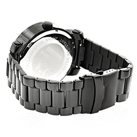 Designer Large Watches: Luxurman Phatom Black Diamond Watch for Men...