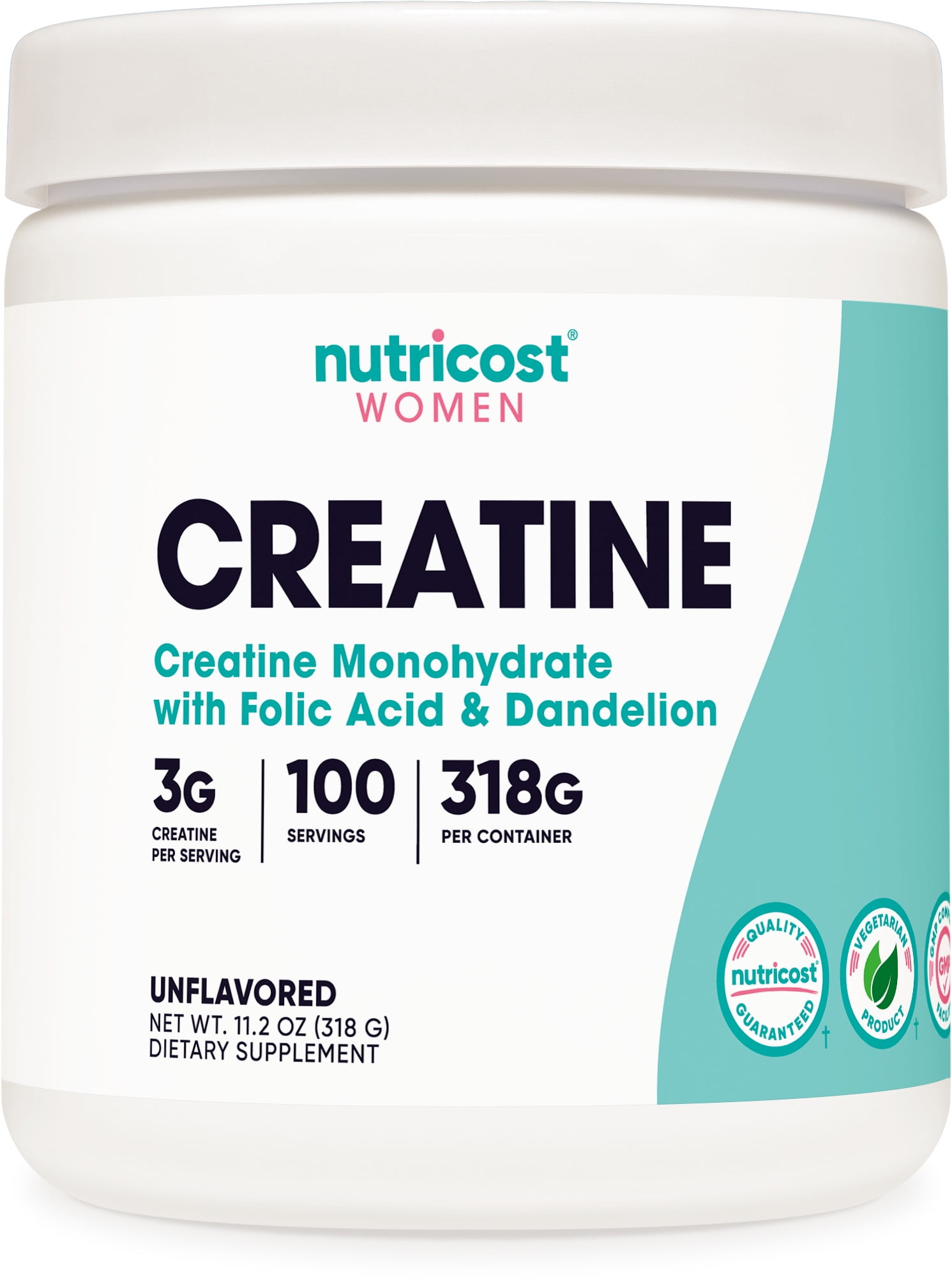 Nutricost Creatine Monohydrate Powder for Women Unflavored Supplement, 100 Servings