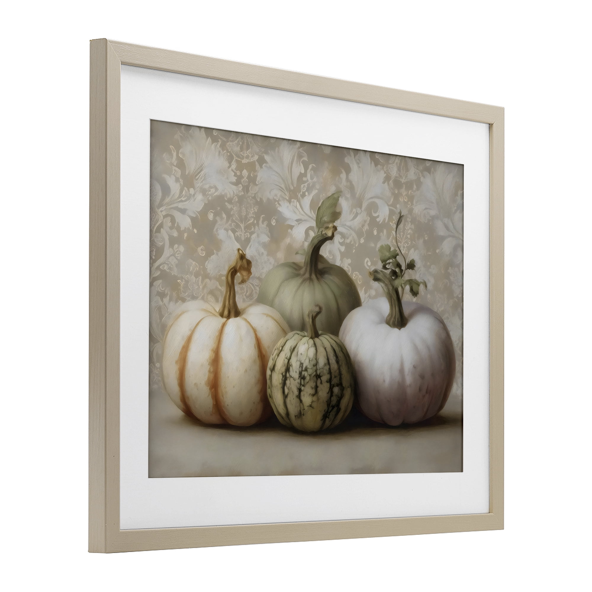 Stupell Industries Pastel Gourds on Vintage Pattern Birch Framed Print Under Glass, design by Arlington Prints