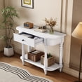 thumbnail image 4 of Harper & Bright Designs Vintage Narrow Console Table with Storage , Wood Entryway Table with Top Drawer and Open Shelf , Retro Sofa Table with Curved Corner for Entryway and Hallway , White, 4 of 14