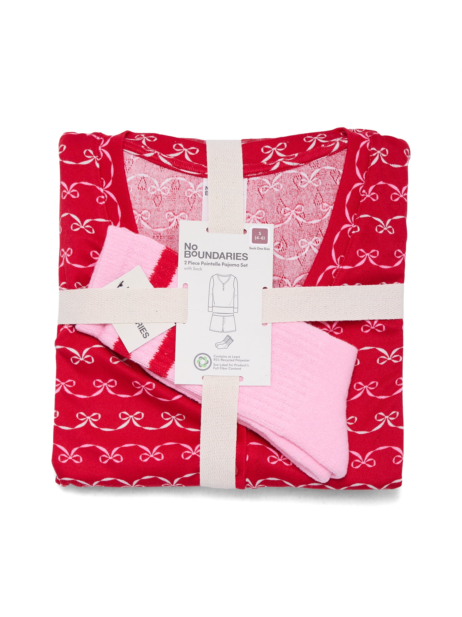 No Boundaries Giftable Henley Sleep Top and Shorts with Socks Set, 3-Piece, Women's XXS-3X