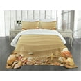 thumbnail image 3 of Ambesonne Beach Quilted Bedspread Set 3 Pcs, Sand with Sea Shells, Queen Size, Sand Brown Coral, 3 of 5