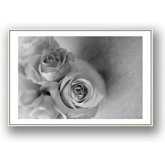 IDEA4WALL Framed Canvas Wall Art for Living Room, Bedroom Grey Rose Flowers Canvas Prints for Modern Home Decoration Ready to Hang