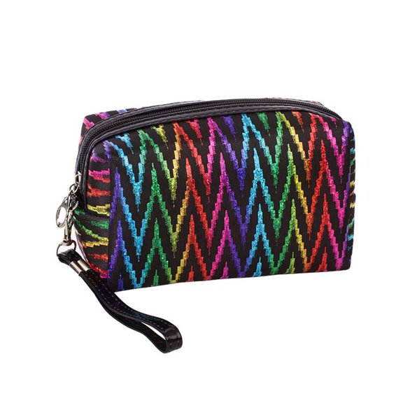 Fashion Outdoor Makeup Organizer Large Capacity PVC Wash Pouch Zipper Laser Cosmetic Bag Anise Storage Bag Make up Case Bath Storage BLACK