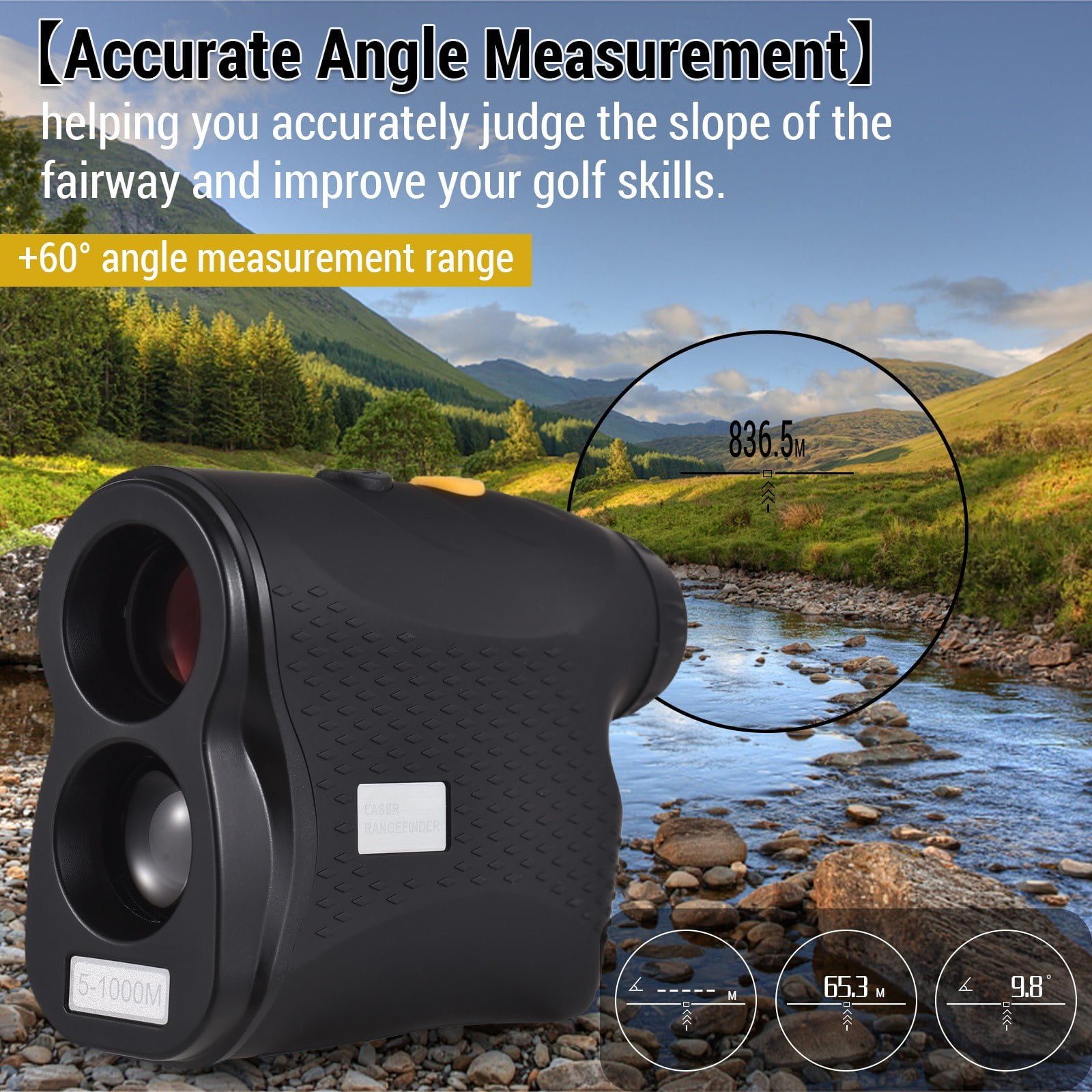 1000M Golf Rangefinder Monocular Telescope with 6X Magnification