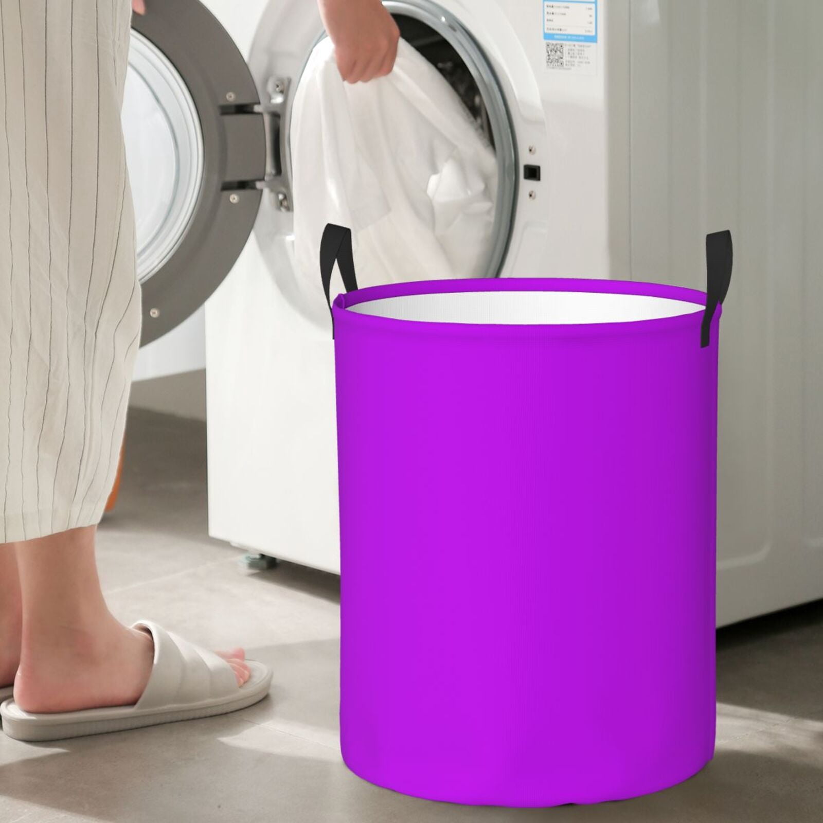 Large Laundry Basket with Handles - purple Kids Baby Dirty Clothes Laundry Hamper for Bedroom Aesthetic